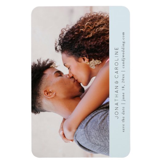 Einfach klein Save the Date, großes Foto blau Magnet (Vertikal)