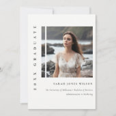 Einfach kleiner Schwarz/Weiß-Foto-Abschluss Ankündigung (Vorderseite)