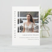 Einfach kleiner Schwarz/Weiß-Foto-Abschluss Ankündigung (Stehend Vorderseite)