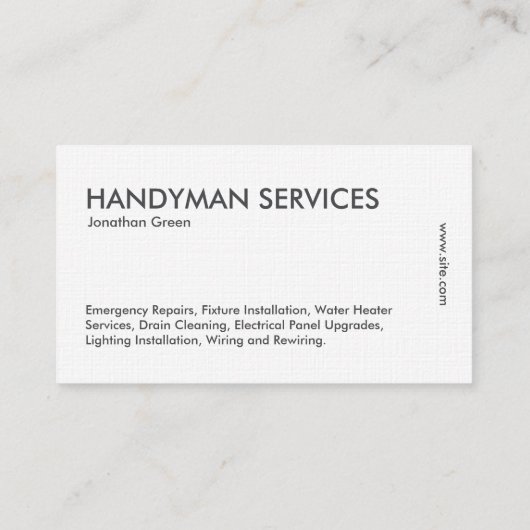 Einfach Klempner und Elektriker Visitenkarte (Rückseite)