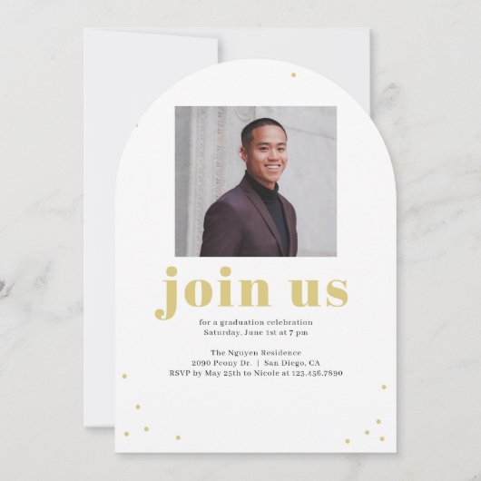 Einfach konfigurierbarer bearbeitbarer Abschluss Einladung (Rückseite)