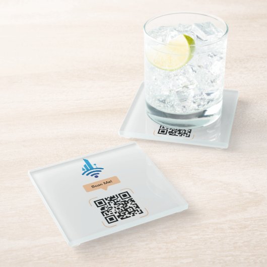 Einfach kostenloser QR-Code für WiFi Glasuntersetzer (Schrägansicht)