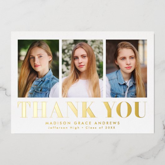 Einfach kühl 3 Foto Abschluss Danke Karte (Vorderseite)