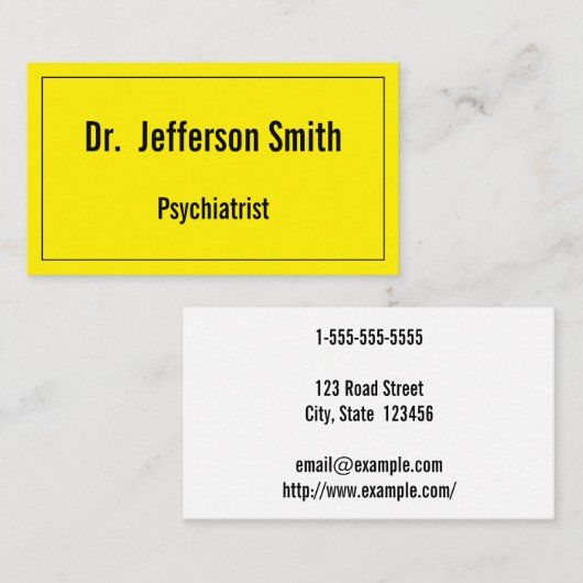 Einfach, kühl, auffallend Psychiater Visitenkarte (Vorne/Hinten)