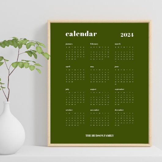 Einfach kühl | Olive Green & White Kalender 2024 Poster