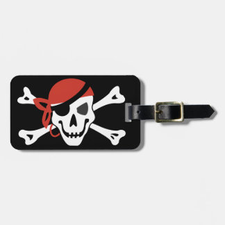 Einfach lächelnder Piratenschädel mit eigenem Text Gepäckanhänger