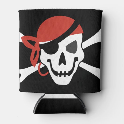Einfach lächelnder Piratenschädel mit Red Bandana Dosenkühler (Vorderseite)
