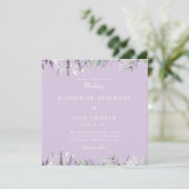 Einfach Lavendel-Blatt-Hochzeitsquadrat Einladung (Stehend Vorderseite)