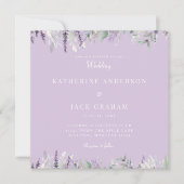 Einfach Lavendel-Blatt-Hochzeitsquadrat Einladung (Vorderseite)