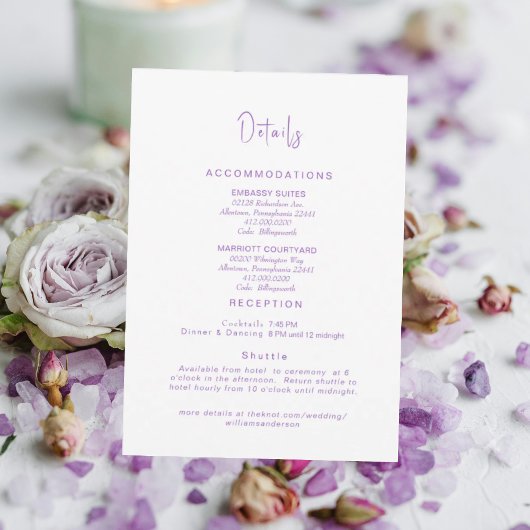 Einfach Lavender Wedding Details Umschließung Einladung