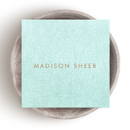 Einfach, leicht türkisblau, stilvoll Minimalistisc Quadratische Visitenkarte