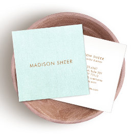 Einfach, leicht türkisblau, stilvoll Minimalistisc Quadratische Visitenkarte