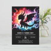 Einfach leuchtender Dragon Birthday Printable Einladung (Stehend Vorderseite)