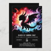 Einfach leuchtender Dragon Birthday Printable Einladung (Vorne/Hinten)