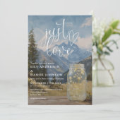 Einfach Liebe Boho Mountain Mason Jar QR Code Hoch Einladung (Stehend Vorderseite)