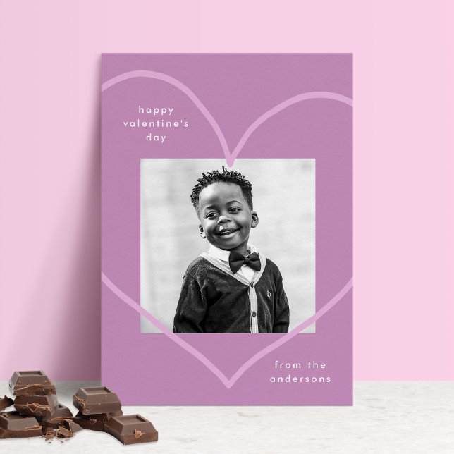 Einfach Liebe Lila Herz Foto Valentinstag Feiertagskarte