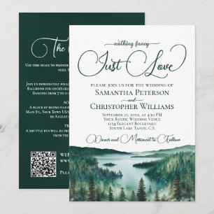 Einfach Liebe Rustikal Lake Tahoe QR Code Hochzeit Einladung