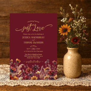 Einfach Liebe Rustikale Burgunder Boho Wildblumen  Einladung