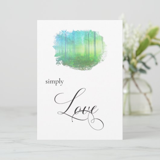 "EINFACH LIEBE Rustikale Waldwälder Einladung (Stehend Vorderseite)