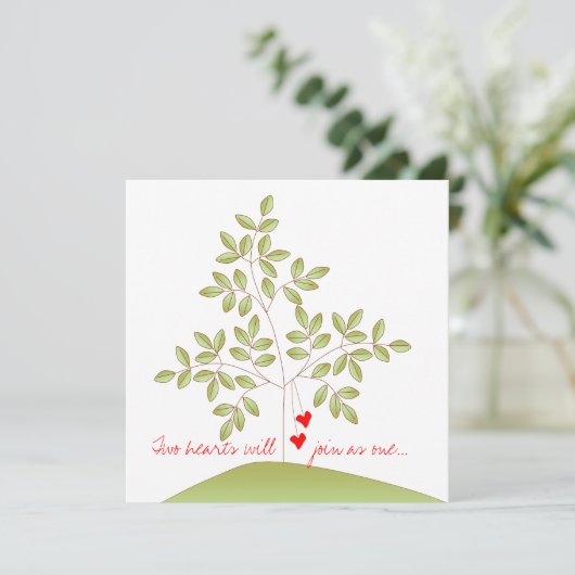 Einfach Liebe Tree - Engagement Einladung (Stehend Vorderseite)