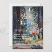 Einfach Liebe Wald Blumen Mason Jar QR Code Hochze Einladung (Vorderseite)