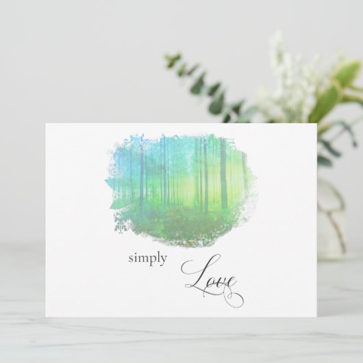 "EINFACH LIEBE Wald Rustikale Waldhochzeit Einladung (Stehend Vorderseite)