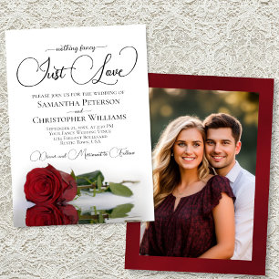 Einfach Liebevolle Elegante Rote Rosen Hochzeitsfo Einladung
