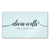 Einfach Light Blue Handschriftlich Script Calligra Magnetische Visitenkarte (Vorderseite)