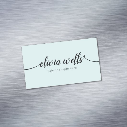 Einfach Light Blue Handschriftlich Script Calligra Magnetische Visitenkarte (Beispiel)