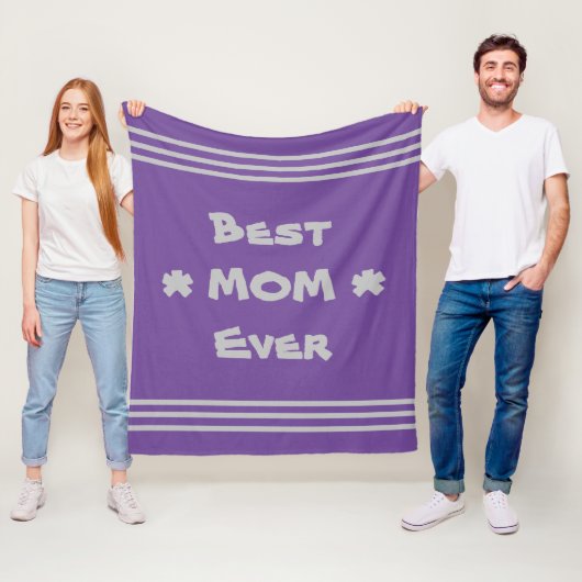 Einfach Lila Grau "Best Mama Ever" Fleecedecke (Beispiel)