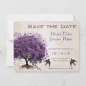 Einfach Lila Heart Leaf Tree Save the Date Peachy (Vorderseite)