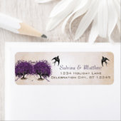 Einfach Lila Heart Leaf Tree Wedding Label (Insitu)
