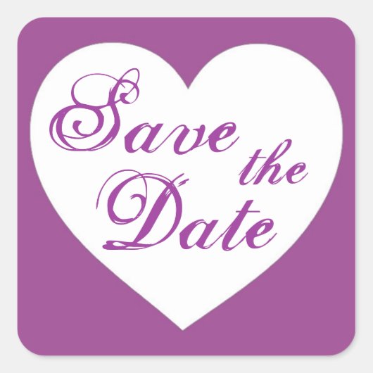 Einfach lila Herz Save the Date Aufkleber (Vorderseite)