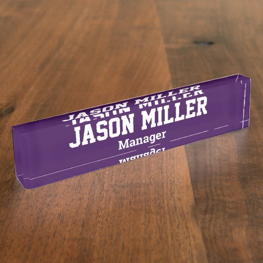 Einfach Lila mit White Letters Namensplakette (Seite)