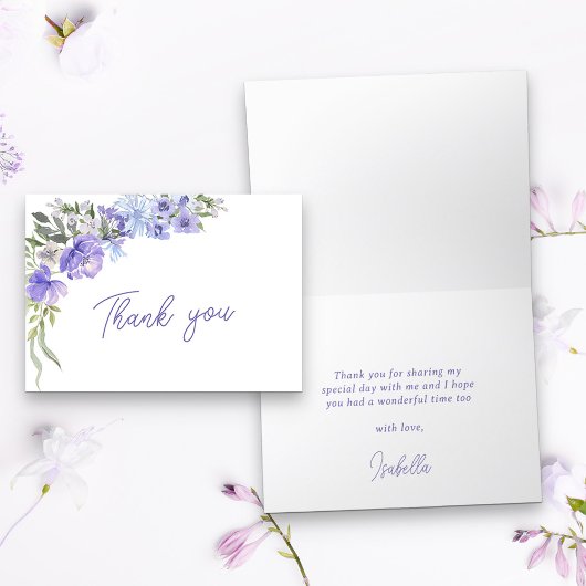 Einfach Lila Peri Floral Dankeskarte