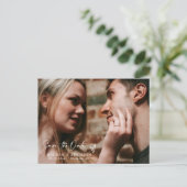 Einfach Lila QR-Code-Foto Save the Date Postkarte (Stehend Vorderseite)