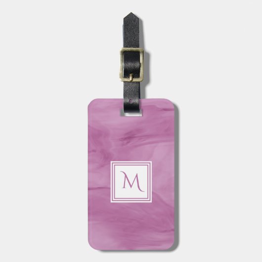 Einfach Lila, subtiler Marmor Modernes Monogramm Gepäckanhänger (Vorderseite vertikal)