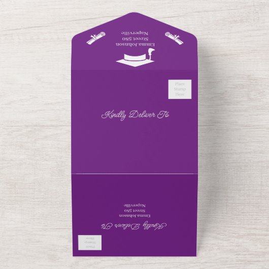 Einfach Lila und weiß Save the Date Personalisiert All In One Einladung (Außenbereich)