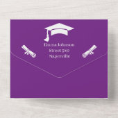 Einfach Lila und weiß Save the Date Personalisiert All In One Einladung (Rückseite)