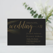 Einfach Luxus Black & Gold Calligrafy Hochzeit Einladung (Stehend Vorderseite)