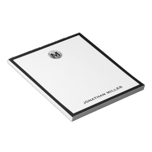 Einfach Luxus Monogram Black and Silver Notizblock (angewinkelt)