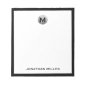 Einfach Luxus Monogram Black and Silver Notizblock (Vorderseite)