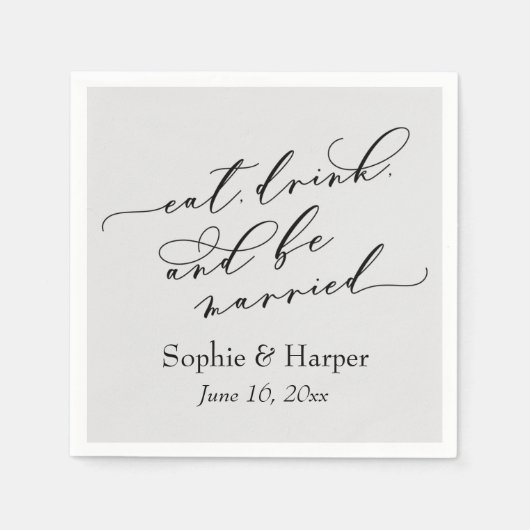 Einfach Luxus-Script essen Drink und Verheiratet g Serviette (Vorderseite)