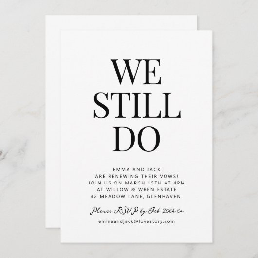 Einfach machen wir immer noch eine Vow-Verlängerun Einladung (Vorne/Hinten)