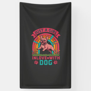 Einfach Mädchen verliebt in Hund Französische Bull Banner