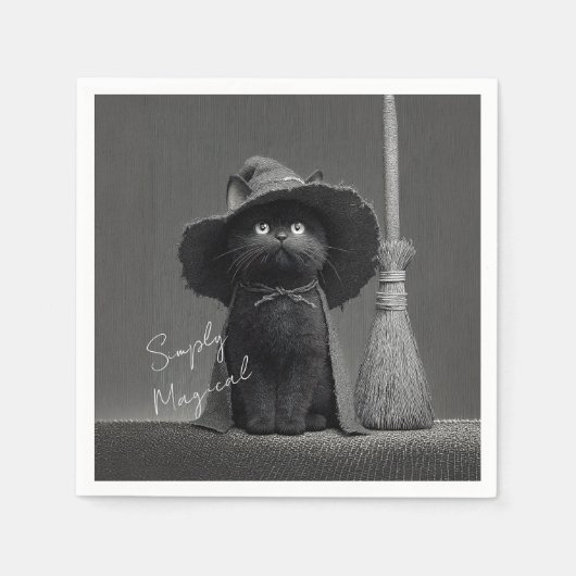 Einfach Magische Hexenkatze Serviette (Vorderseite)
