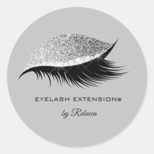 Einfach Makeup Beauty Eyelash Lashes Glitzer Silve Runder Aufkleber