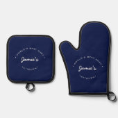 Einfach Marineblaue Personalisierte Weltbest Chef Ofenhandschuh & Topflappen-Set (Vorderseite)