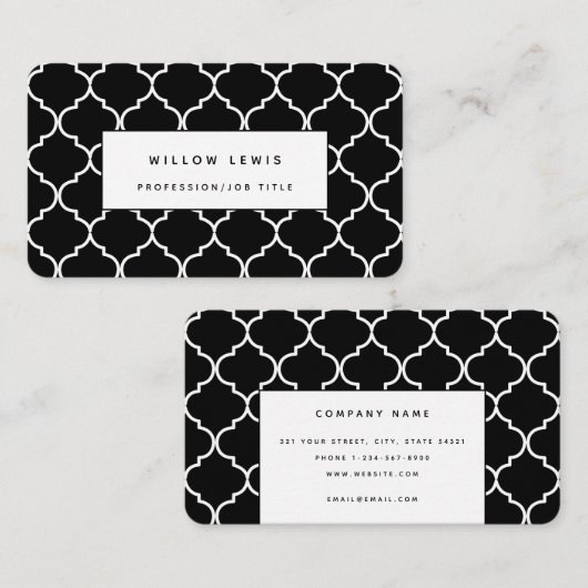 Einfach marokkanisch, schwarz und weiß visitenkarte (Vorne/Hinten)