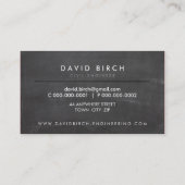 Einfach maskulines Chalkboard Abzeichen hellgrau Visitenkarte (Rückseite)